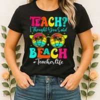 Retro Teach I Thought You Said Beach Teacher Summer Break Women's T-Shirt thumb 2