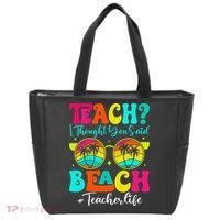 Retro Teach I Thought You Said Beach Teacher Summer Break Tote Bag thumb 0