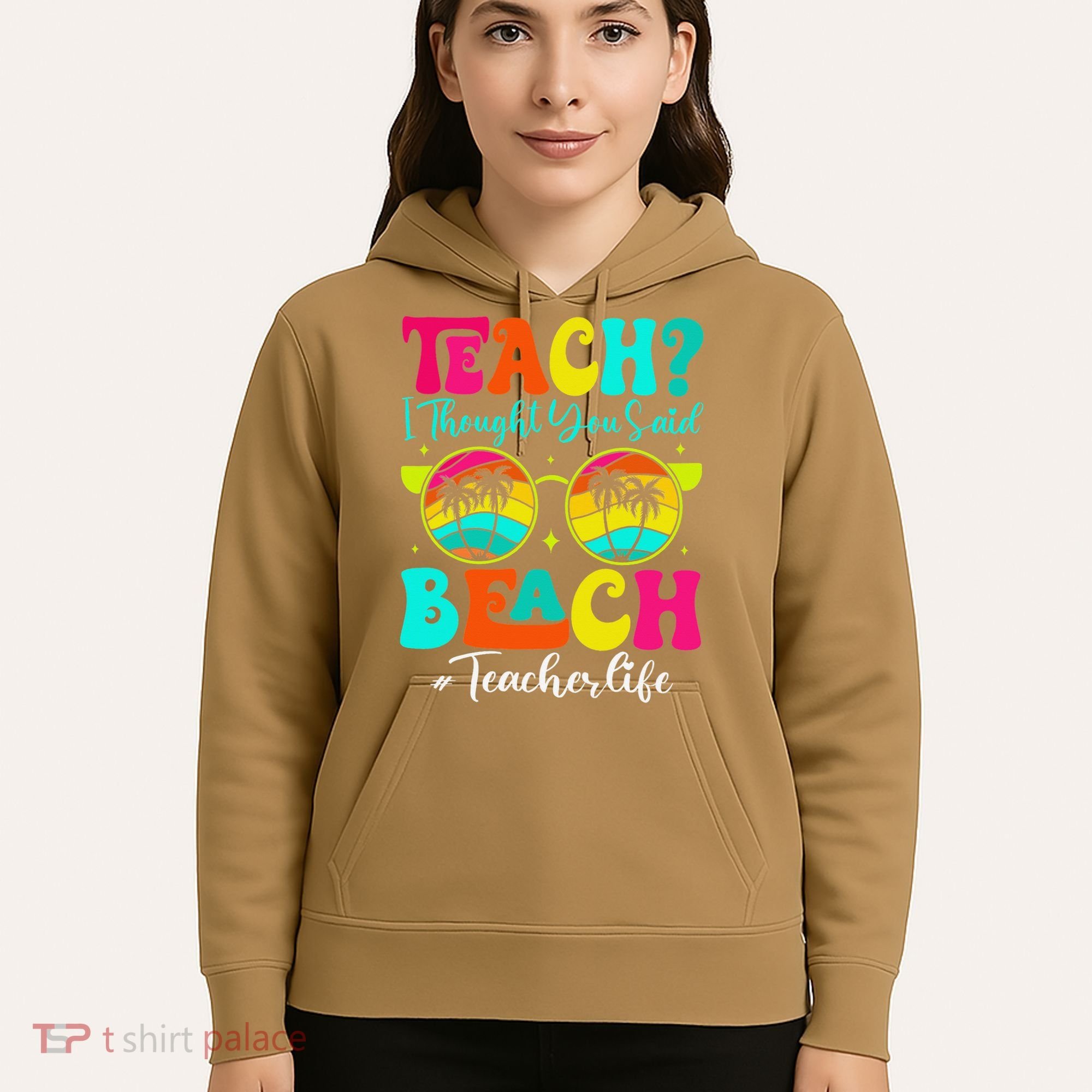 Retro Teach I Thought You Said Beach Teacher Summer Break Hoodie
