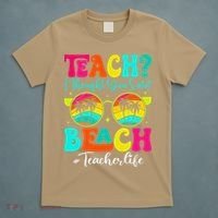 Retro Teach I Thought You Said Beach Teacher Summer Break T-Shirt thumb 5