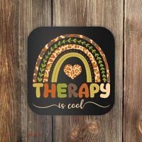 Rainbow Therapy Is Cool Mental Health Awareness Coaster thumb 0