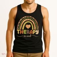 Rainbow Therapy Is Cool Mental Health Awareness Tank Top thumb 3