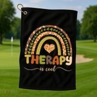 Rainbow Therapy Is Cool Mental Health Awareness Golf Towel thumb 1