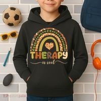 Rainbow Therapy Is Cool Mental Health Awareness Kids Hoodie thumb 2