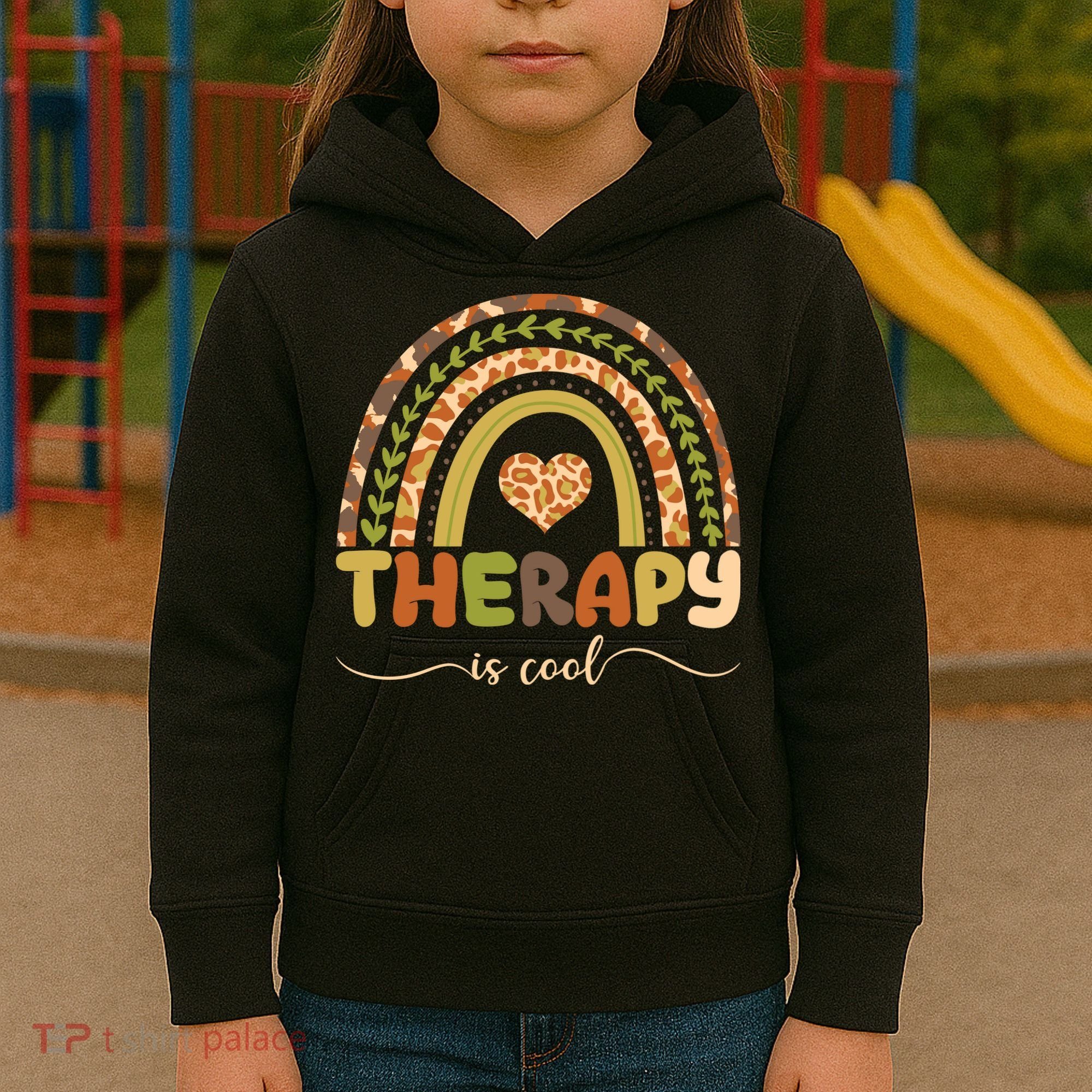 Rainbow Therapy Is Cool Mental Health Awareness Kids Hoodie