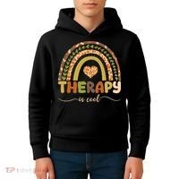 Rainbow Therapy Is Cool Mental Health Awareness Kids Hoodie thumb 4