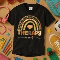 Rainbow Therapy Is Cool Mental Health Awareness Kids T-Shirt thumb 3
