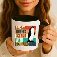 Resist Tariffs I Stand With Penguins Coffee Mug thumb 3