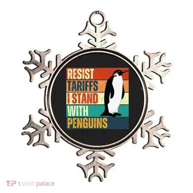 Resist Tariffs I Stand With Penguins Ornament