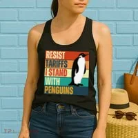 Resist Tariffs I Stand With Penguins Women's Tank Top thumb 2