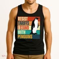 Resist Tariffs I Stand With Penguins Tank Top thumb 3