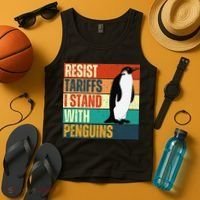 Resist Tariffs I Stand With Penguins Tank Top thumb 4
