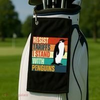 Resist Tariffs I Stand With Penguins Golf Towel thumb 2