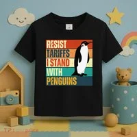 Resist Tariffs I Stand With Penguins Toddler T-Shirt thumb 3