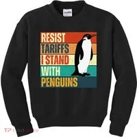 Resist Tariffs I Stand With Penguins Kids Sweatshirt thumb 0