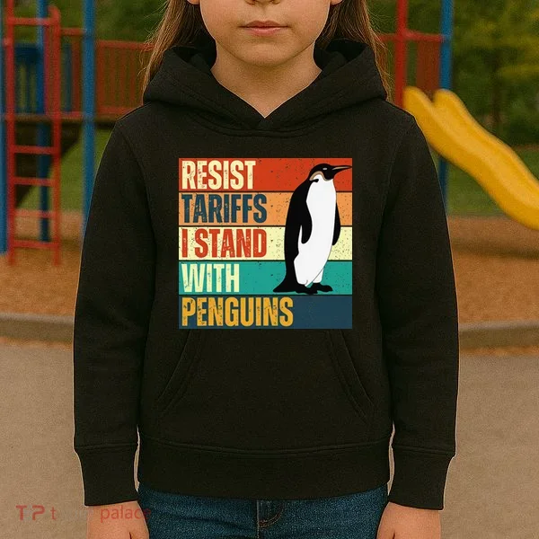 Resist Tariffs I Stand With Penguins Kids Hoodie