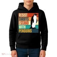 Resist Tariffs I Stand With Penguins Kids Hoodie thumb 4