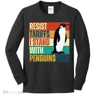 Resist Tariffs I Stand With Penguins Kids Long Sleeve Shirt thumb 0