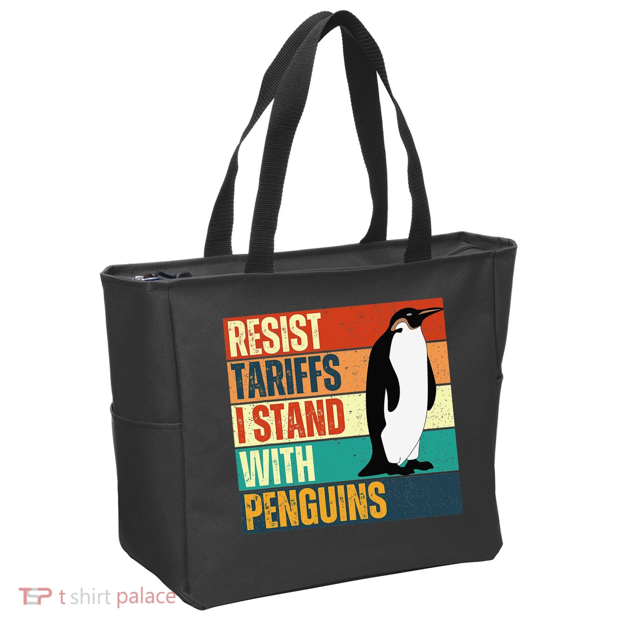 Resist Tariffs I Stand With Penguins Tote Bag