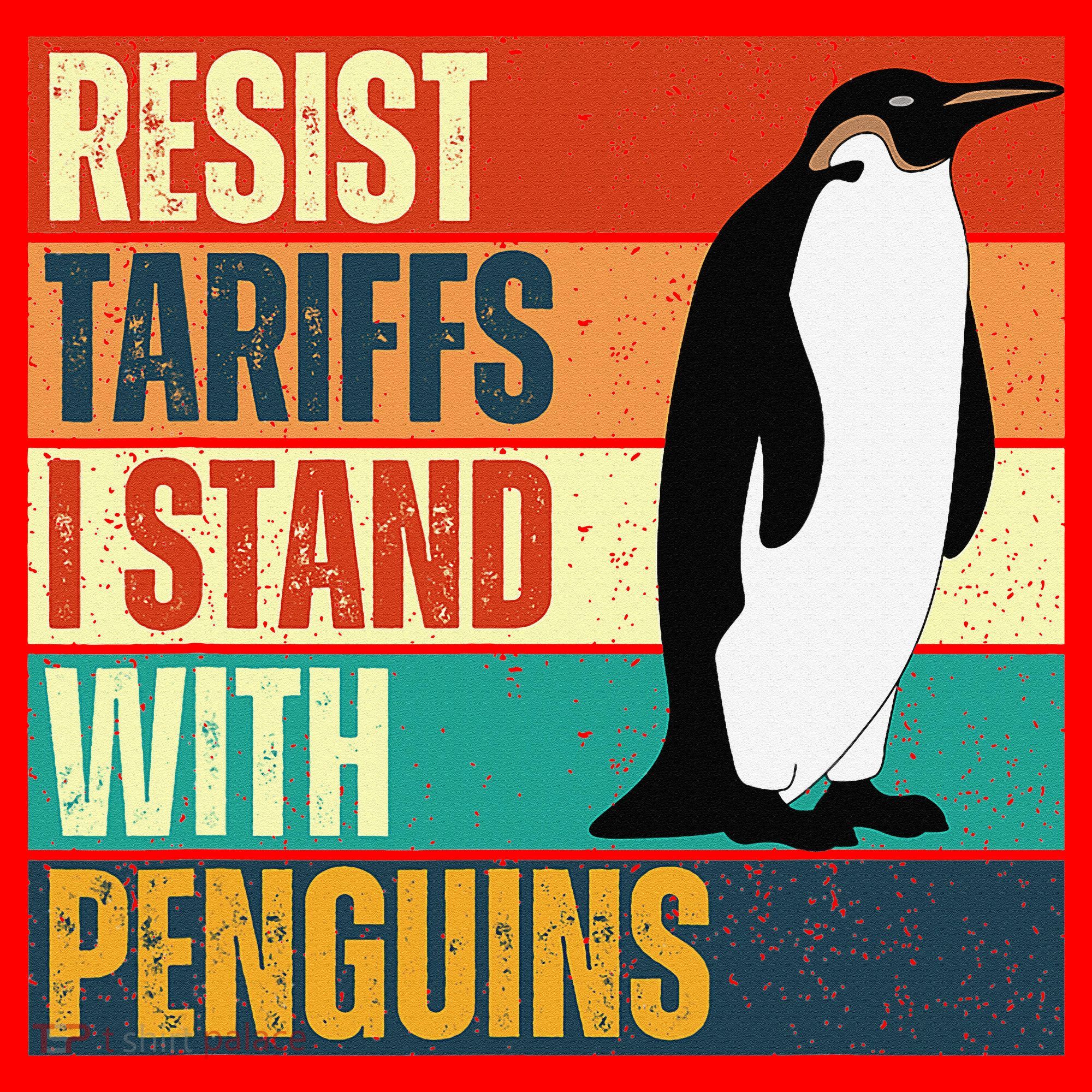 Resist Tariffs I Stand With Penguins Santa Hat