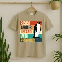 Resist Tariffs I Stand With Penguins T-Shirt thumb 2