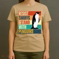Resist Tariffs I Stand With Penguins T-Shirt thumb 4