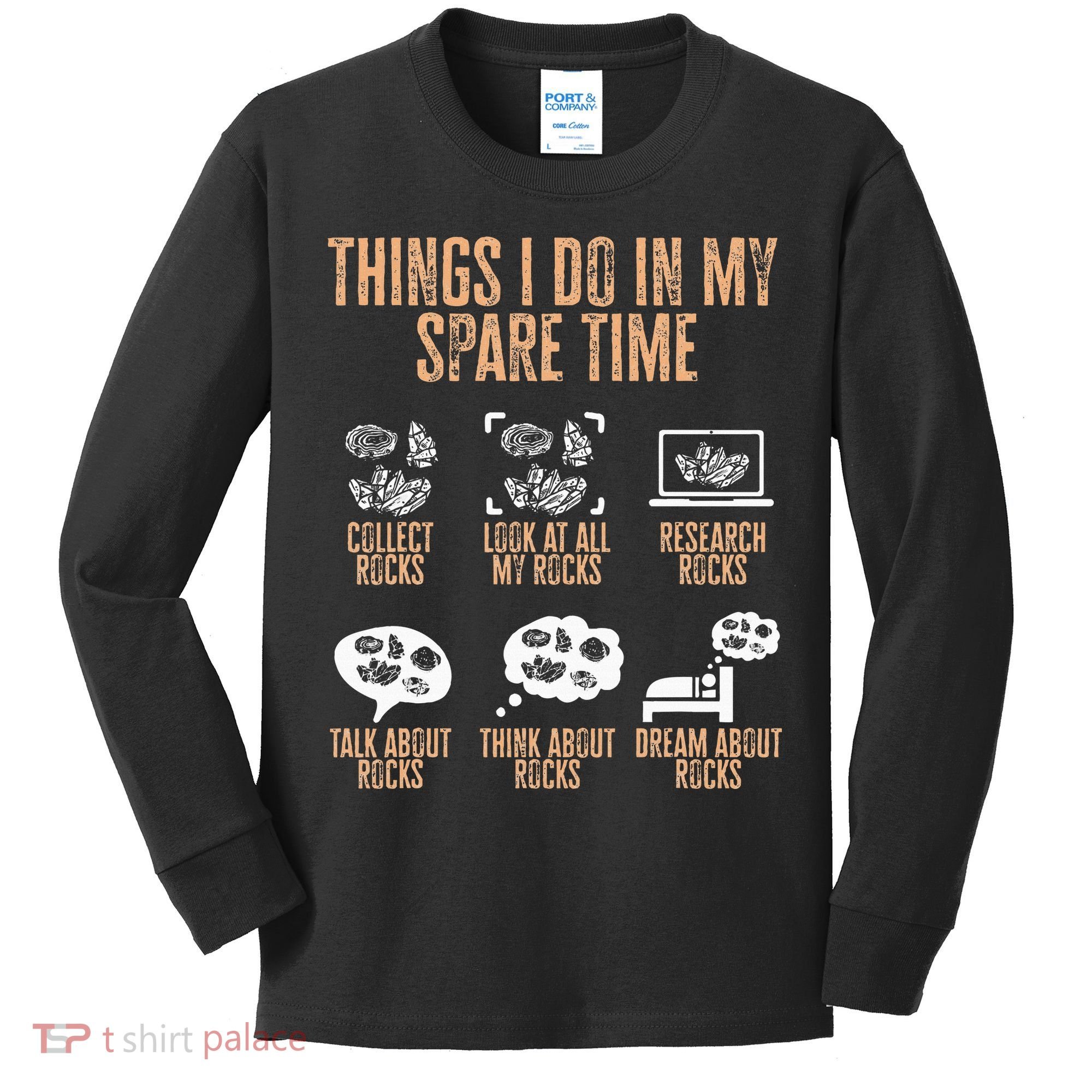 Rockhound Things I Do In My Spare Time Rock Collecting Kids Long Sleeve Shirt