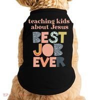 Retro Teaching Kids About Jesus Is The Best Job Ever Doggie Tank thumb 0