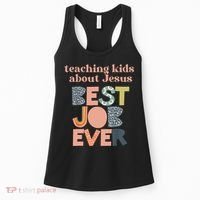 Retro Teaching Kids About Jesus Is The Best Job Ever Women's Tank Top thumb 0