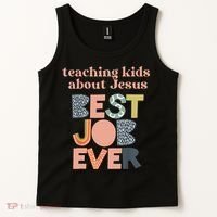 Retro Teaching Kids About Jesus Is The Best Job Ever Tank Top thumb 2