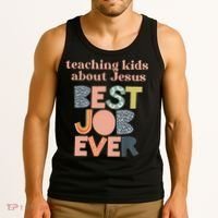 Retro Teaching Kids About Jesus Is The Best Job Ever Tank Top thumb 3