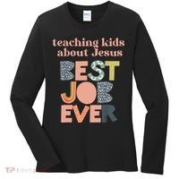 Retro Teaching Kids About Jesus Is The Best Job Ever Women's Long Sleeve Shirt thumb 0