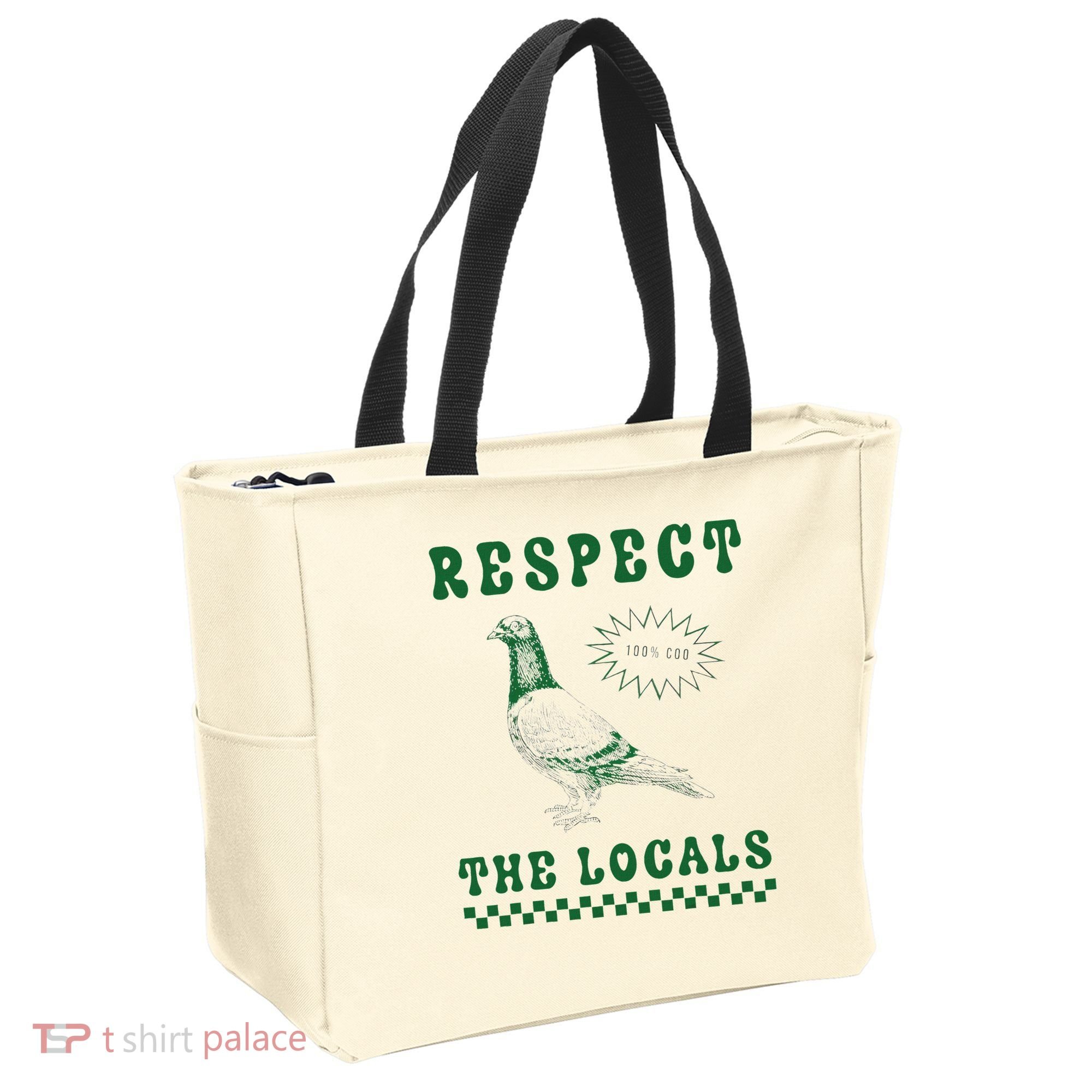 Respect The Local Pigeon Funny Retro Silly Pigeons Lover Tote Bag