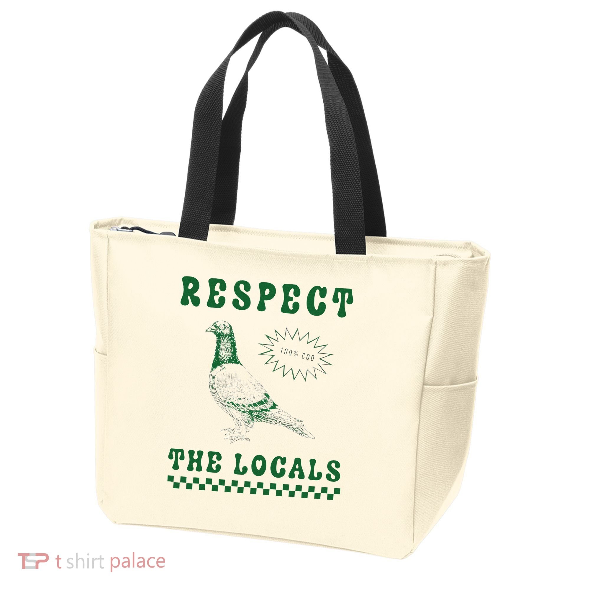 Respect The Local Pigeon Funny Retro Silly Pigeons Lover Tote Bag