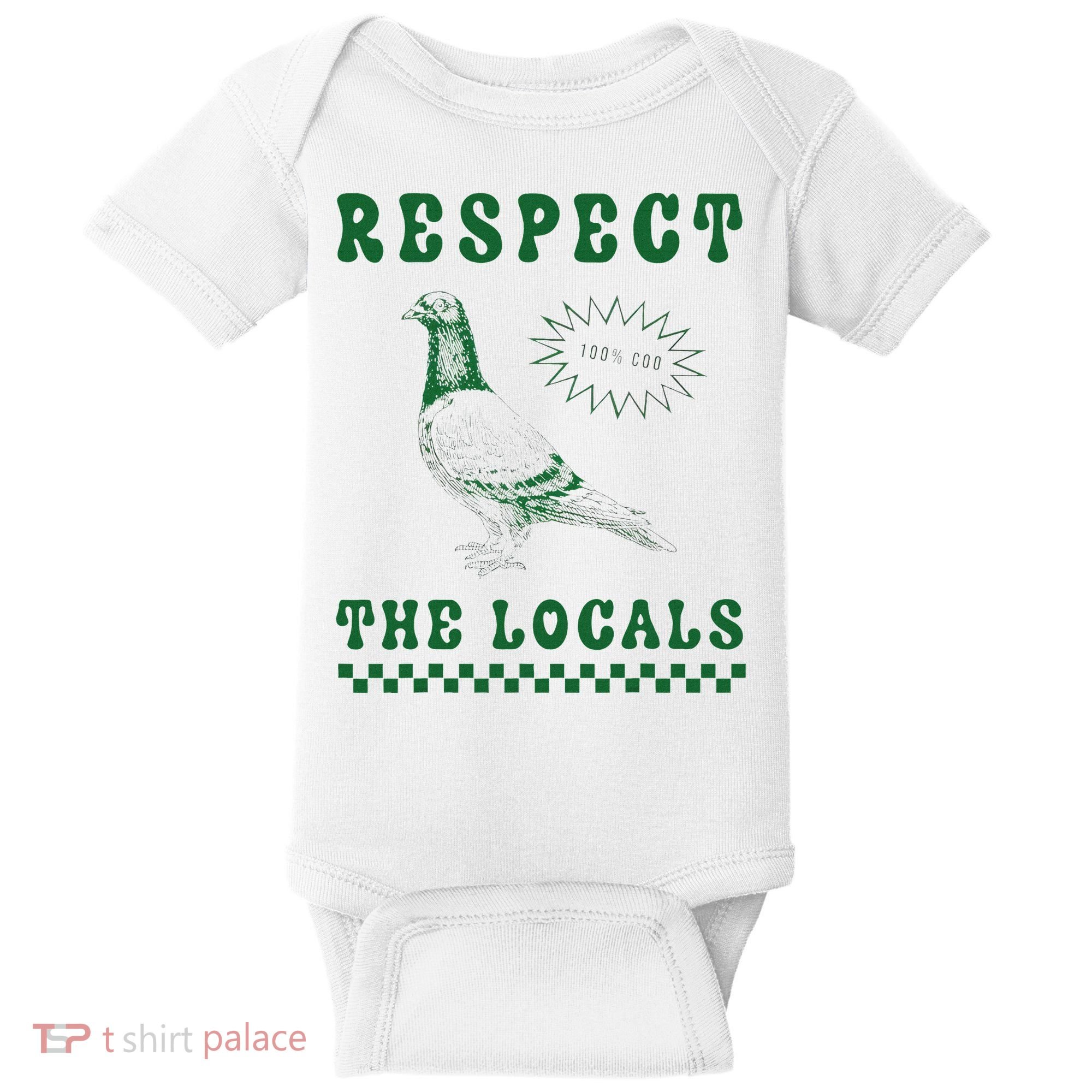 Respect The Local Pigeon Funny Retro Silly Pigeons Lover Baby Bodysuit