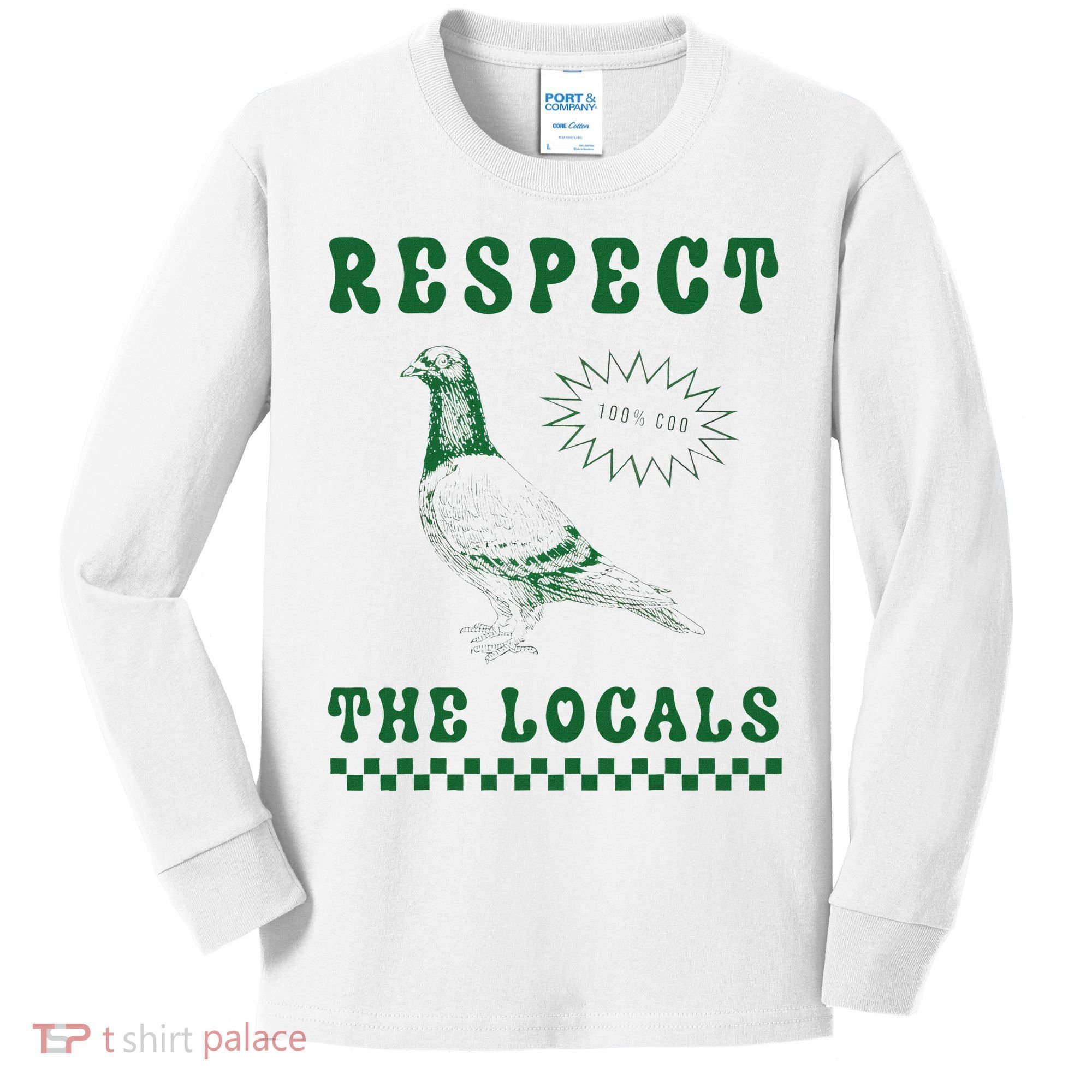 Respect The Local Pigeon Funny Retro Silly Pigeons Lover Kids Long Sleeve Shirt