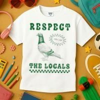 Respect The Local Pigeon Funny Retro Silly Pigeons Lover Kids T-Shirt thumb 3