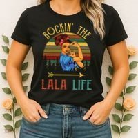 Rockin The Lala Life Grandparents Day For Lala Women's T-Shirt thumb 2