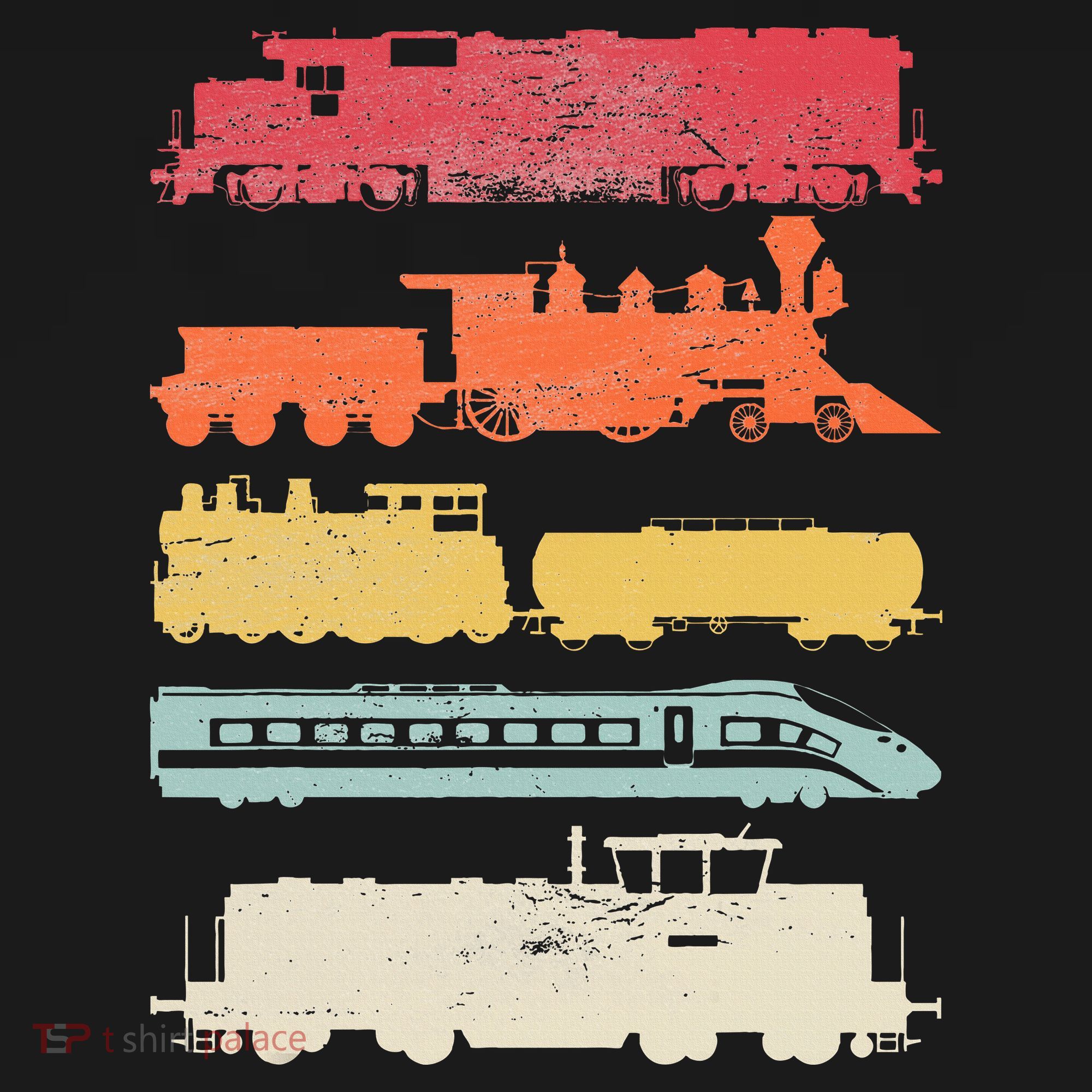 Retro Trains Lovers Vintage Railroad Train Christmas T-Shirt