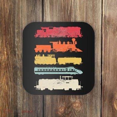 Retro Trains Lovers Vintage Railroad Train Christmas Coaster