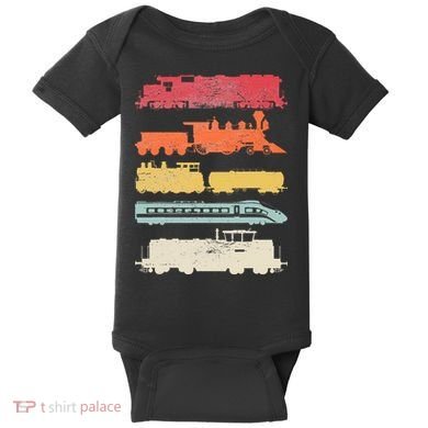 Retro Trains Lovers Vintage Railroad Train Christmas Baby Bodysuit