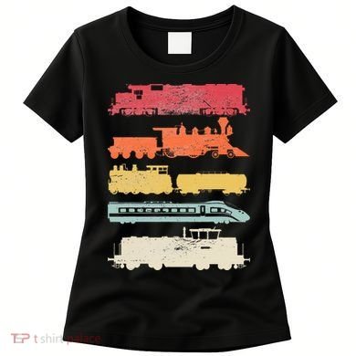 Retro Trains Lovers Vintage Railroad Train Christmas Women's T-Shirt