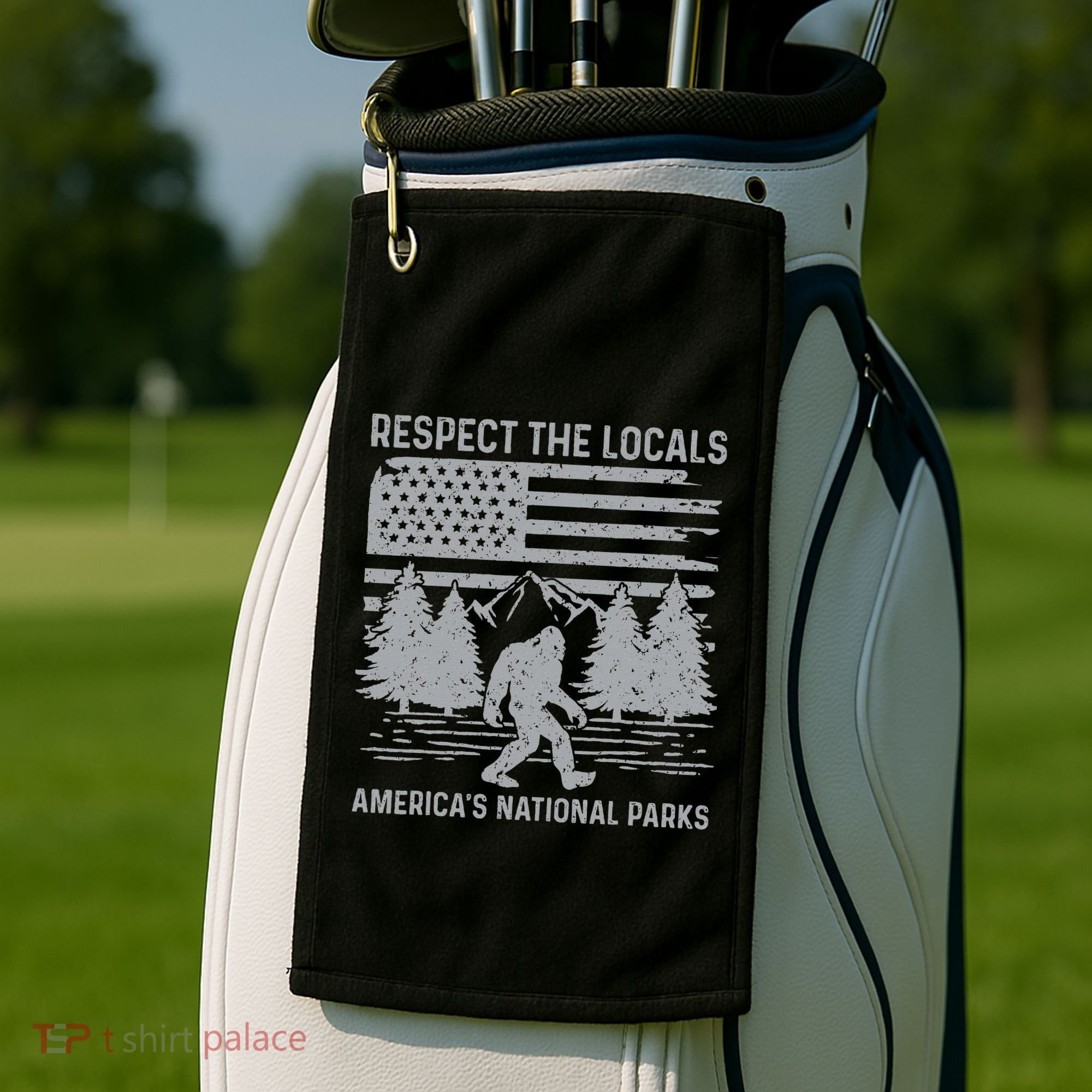 Respect The Locals Bigfoot National Park Bigfoot Golf Towel