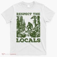 Respect The Locals Big Foot Sasquatch Yeti Walking In The Forest Vintage T-Shirt thumb 0