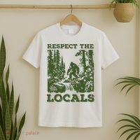Respect The Locals Big Foot Sasquatch Yeti Walking In The Forest Vintage T-Shirt thumb 2