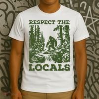 Respect The Locals Big Foot Sasquatch Yeti Walking In The Forest Vintage T-Shirt thumb 3