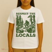 Respect The Locals Big Foot Sasquatch Yeti Walking In The Forest Vintage T-Shirt thumb 4