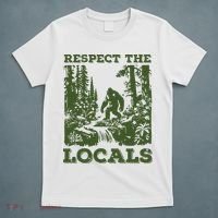 Respect The Locals Big Foot Sasquatch Yeti Walking In The Forest Vintage T-Shirt thumb 5