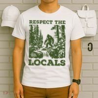 Respect The Locals Big Foot Sasquatch Yeti Walking In The Forest Vintage T-Shirt thumb 6