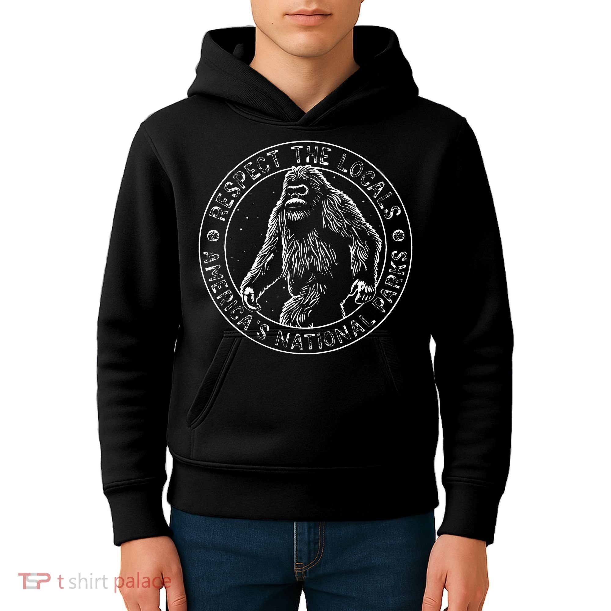 Respect The Locals Bigfoot Sasquatch American National Parks Kids Hoodie